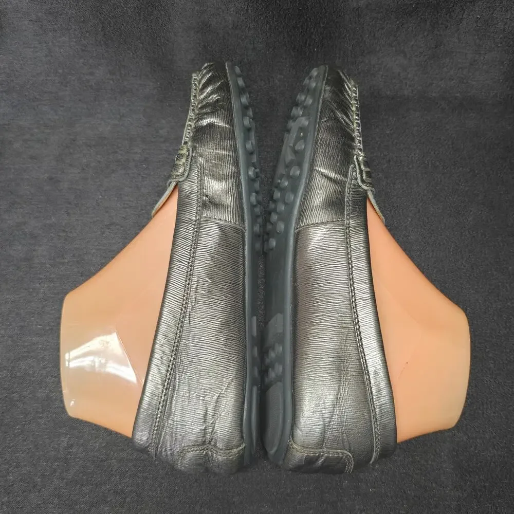Michael Kors Metallic Gunmetal Gray Hamilton Leather Loafers
